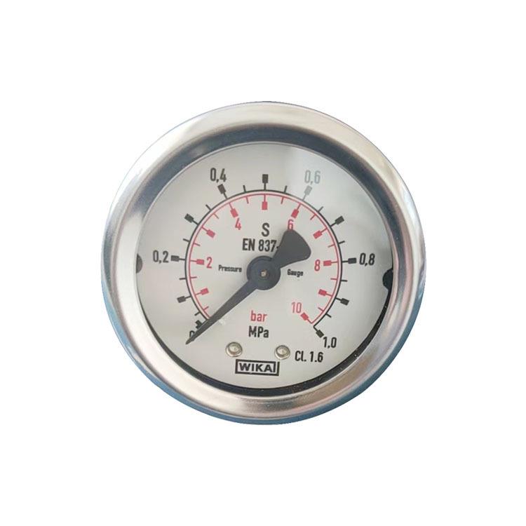 供应WIKA威卡不锈钢压力表轴向背装无油YB50Z 1MPA 10BAR G1/4牙