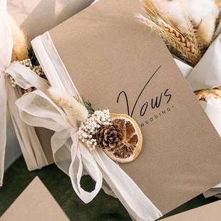 婚礼誓言卡对折式致辞卡结婚宣言卡韩式简约复古风小清新新娘