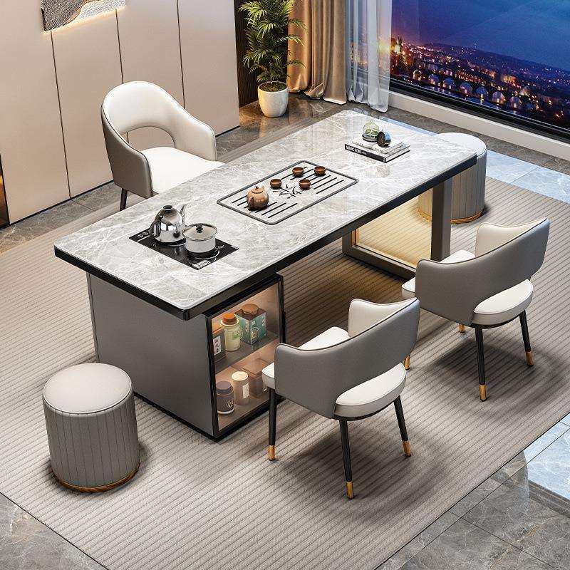 意式轻奢烧水一体岩板茶桌新款泡茶台茶桌椅组合套装网红茶桌高级,3C数码配件,USB灯,淘宝优惠券,粉丝福利购,淘宝优惠卷