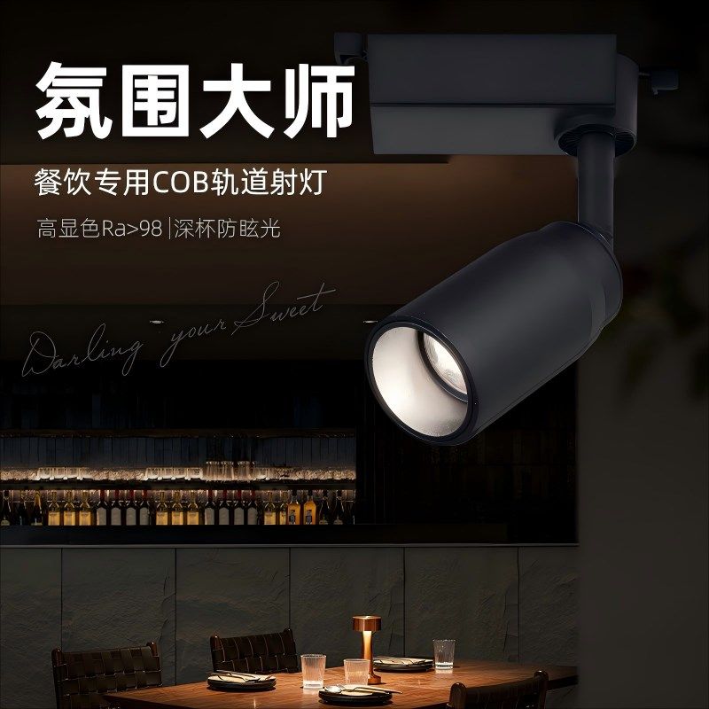 餐饮专用射灯24年新款2700k可调角变焦轨道灯火锅店餐桌明装射灯,家装灯饰光源,轨道灯,淘宝优惠券,粉丝福利购,淘宝优惠卷