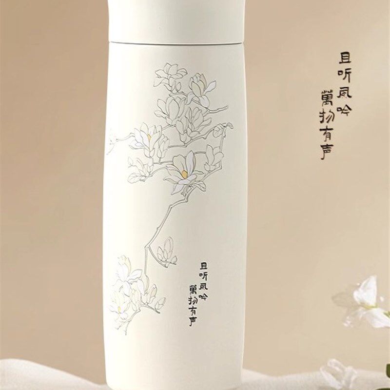 【非涂层】真陶瓷内胆保温v杯男女士便携水杯国风高颜值带滤网茶