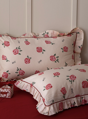 婚庆纯棉100支长绒棉四件套全棉1.8m红色结婚嫁被套床单床上用品