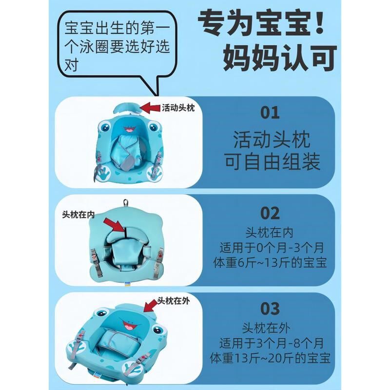 向之飞0-8个月婴儿游泳圈新生儿脖圈免充气坐圈小月龄宝宝0岁家用