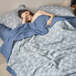 夏季 双层纱全棉纯棉夏凉被空调被四件套薄被子可机洗夏被夏天夏季
