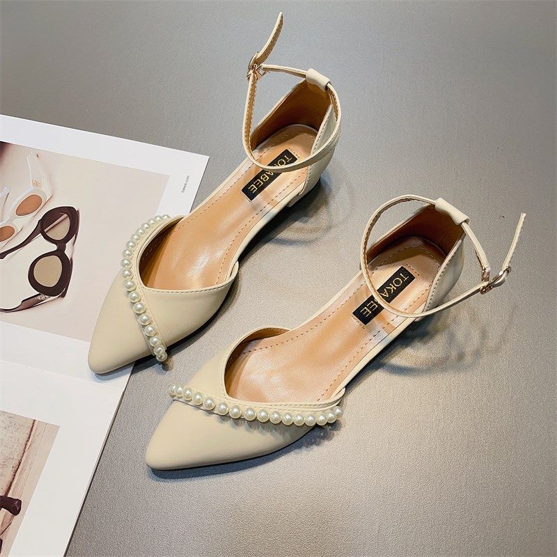 法式仙女风气质包头凉鞋仙女鞋子2025新款春夏季粗跟低跟尖头单鞋,女鞋,时装凉鞋,淘宝优惠券,粉丝福利购,淘宝优惠卷