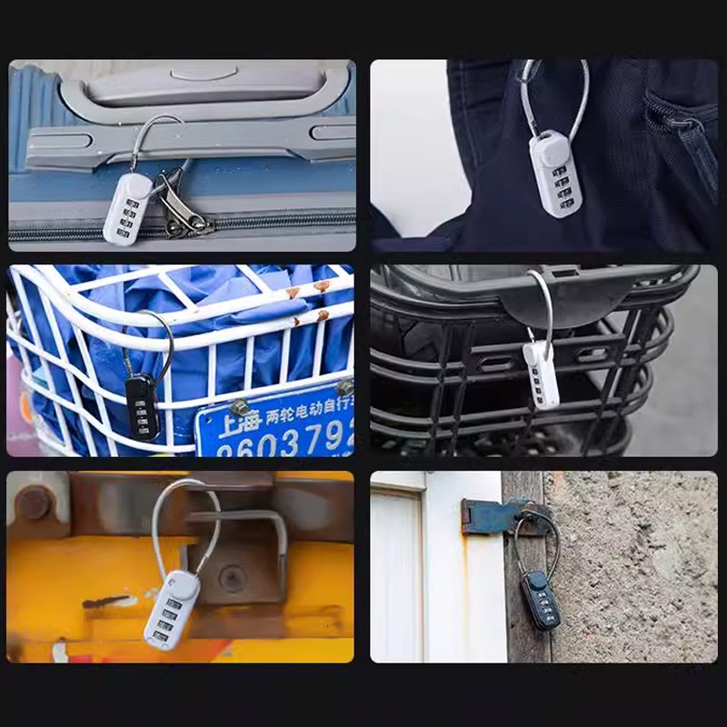 钢丝锁密码挂锁户外头盔锁行李箱绳锁家用防水防锈小型车篮子锁头
