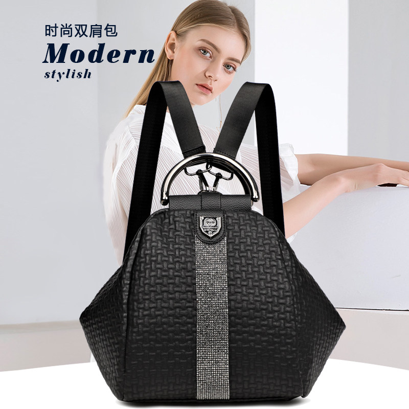 时尚多功能双肩包女2021新款A个性多用变形软皮背包单肩斜挎手提