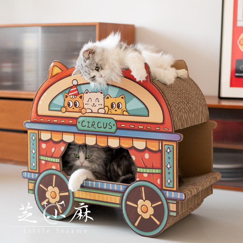 芝小麻欢乐多马戏团猫抓板磨爪瓦楞纸猫玩具保护沙发防猫抓猫爪板