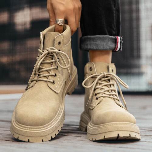 男鞋秋季2025新款英伦风高帮工装D潮鞋沙漠作战美式伞兵登山马丁