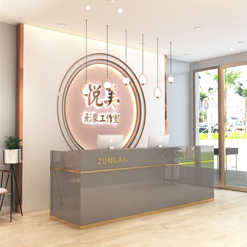 吧台收银台简约现代烤漆柜台公司前台接待台服装店小型店铺前台桌
