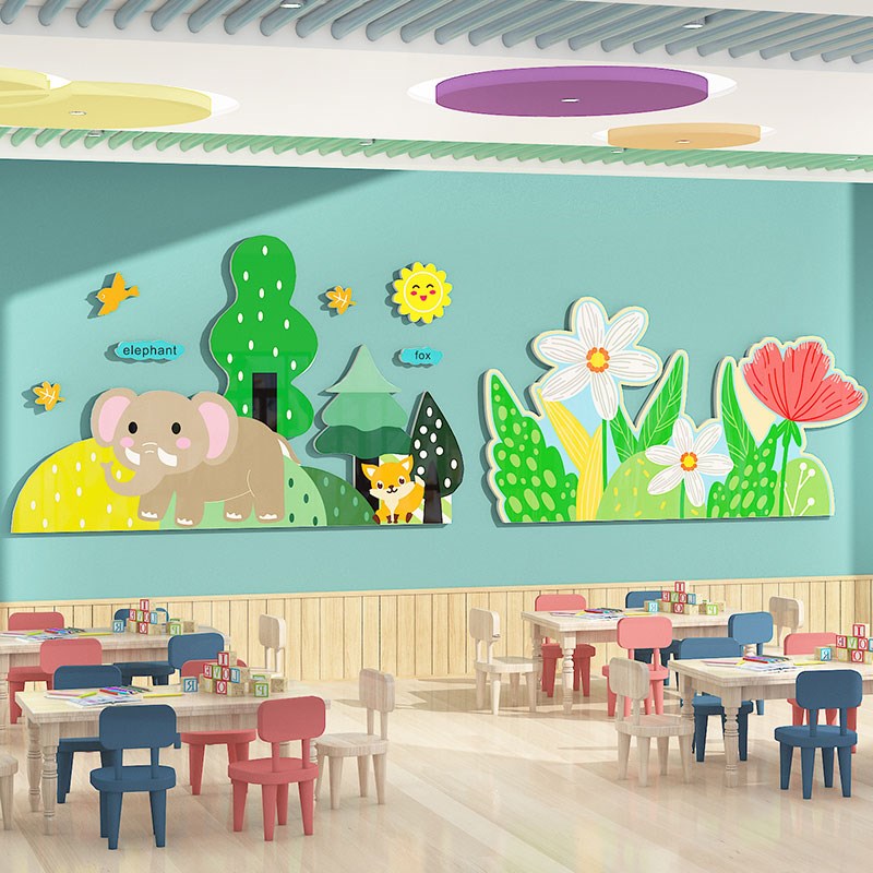 幼儿园墙面装饰森系环创材料主题成品教室布置托管班走廊文化墙贴