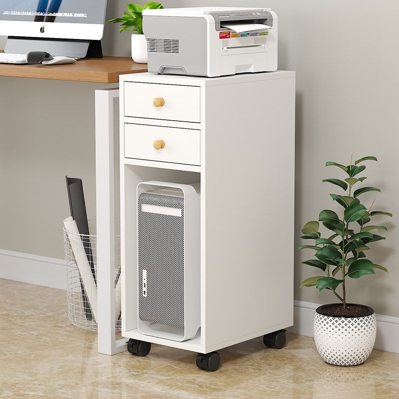 桌边可移动落地带门主机柜收纳柜子台式带锁电脑主机架打印机架子