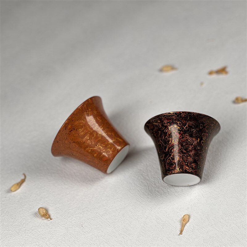 福州脱胎漆器工艺品木胎大漆茶杯主人杯犀皮漆螺钿漆珠