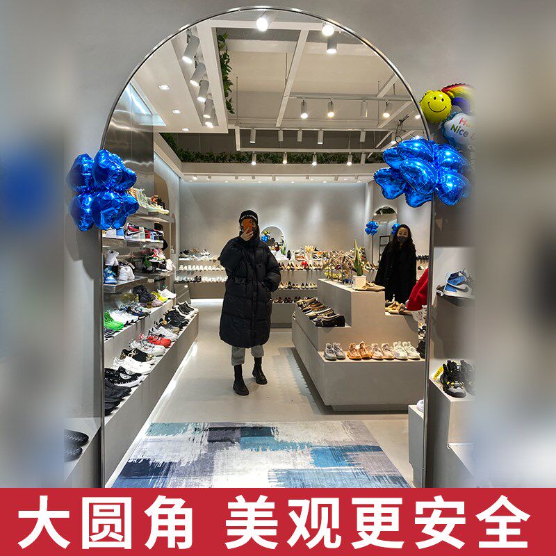 网红服装店试g衣镜显瘦美颜拱形全身镜不锈钢镜子穿衣镜落地镜