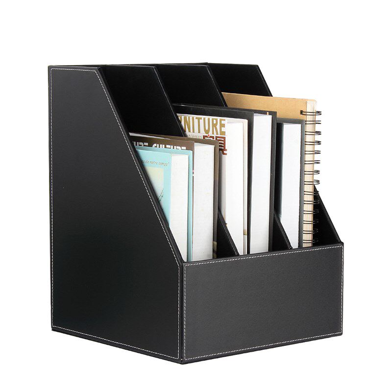 商务皮质三层文件栏/框 桌面文件架子资料文件座收纳办公用品定制