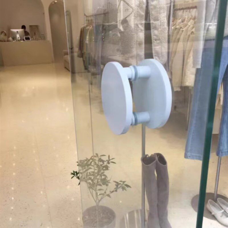 铝合金大门拉手玻璃门把手钢化y玻璃推拉门圆形定制LOGO白色刻字