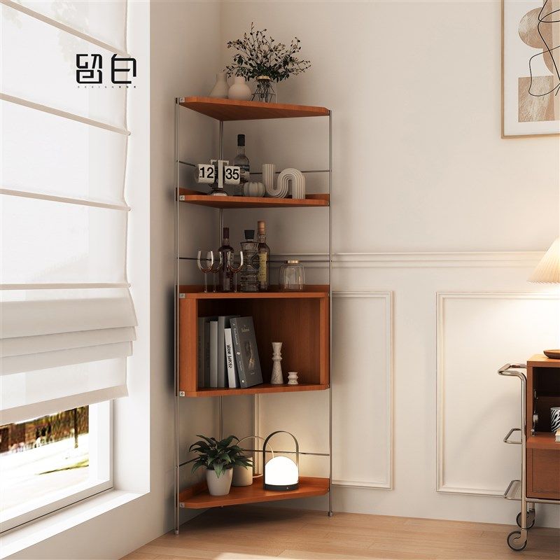 实木中古转角柜金属落地转角置物架角柜小户型墙角书柜三角展示柜,住宅家具,角柜,淘宝优惠券,粉丝福利购,淘宝优惠卷