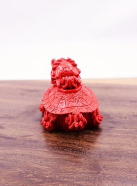 红色龙龟招财风水摆件中式桌面