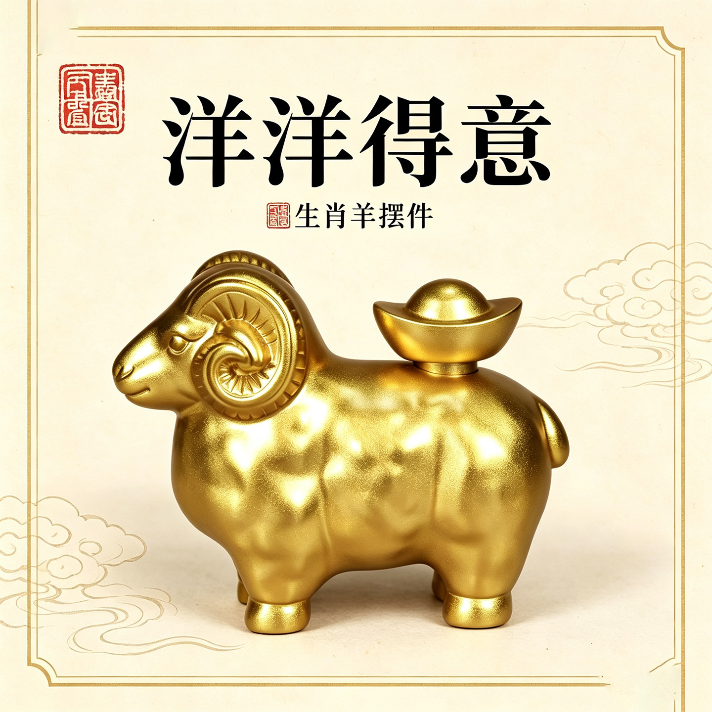 诸事如意牛势如虹洋洋得意黄铜生肖随身携带吉祥物办公室装饰摆件