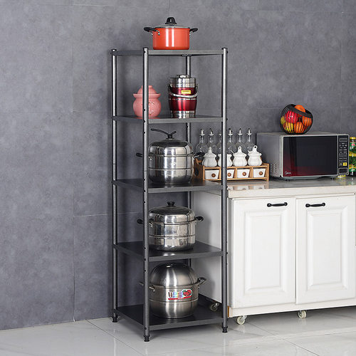 不锈钢厨房置物架落地家用烤箱夹缝收纳小锅架子多层Y微波炉储物