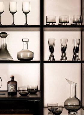 高档轻奢样板间酒柜组合摆件售z楼吧台创意酒具酒杯醒酒器玻璃装