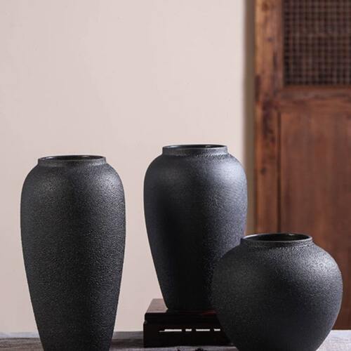 复古禅意粗陶瓷花瓶室内桌面干花插花花器民宿日式侘寂风古朴花器