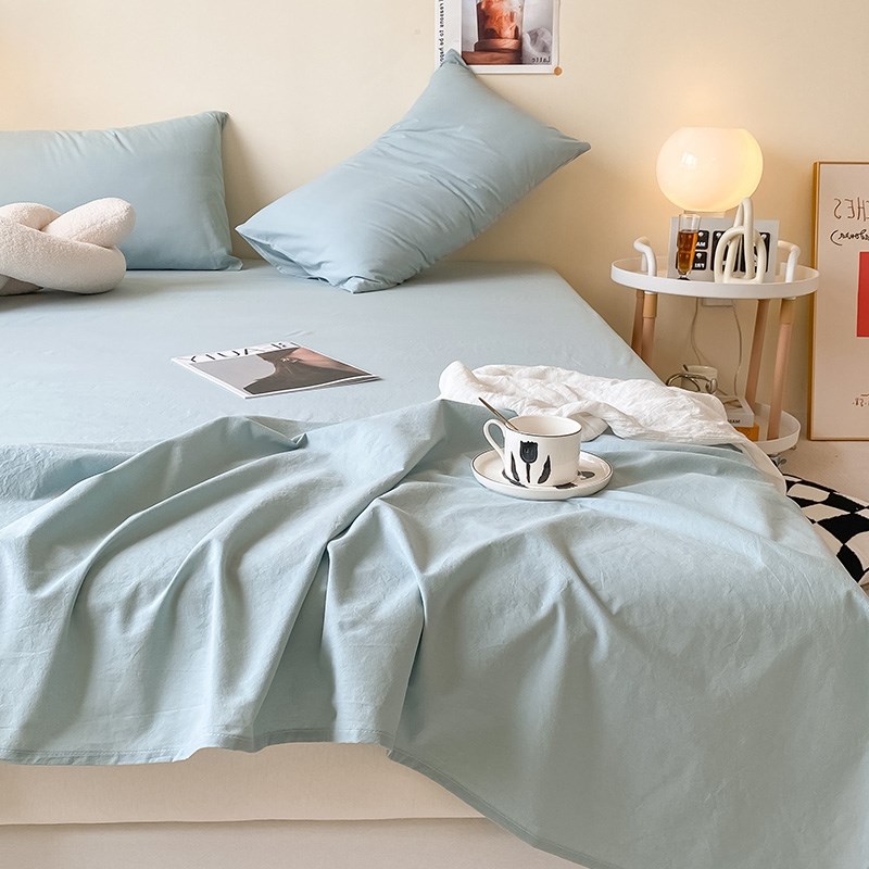 床单单件春夏枕套三件套学生宿舍单人水洗棉磨毛Q1米8纯色被单双