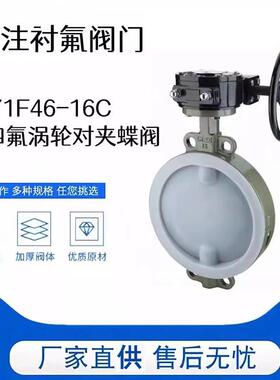 D371F46-16C涡轮对夹式衬氟蝶阀PTFEPFA碳钢衬四氟全半衬里阀门