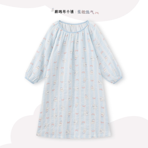 2026夏季女童纯棉长袖睡裙