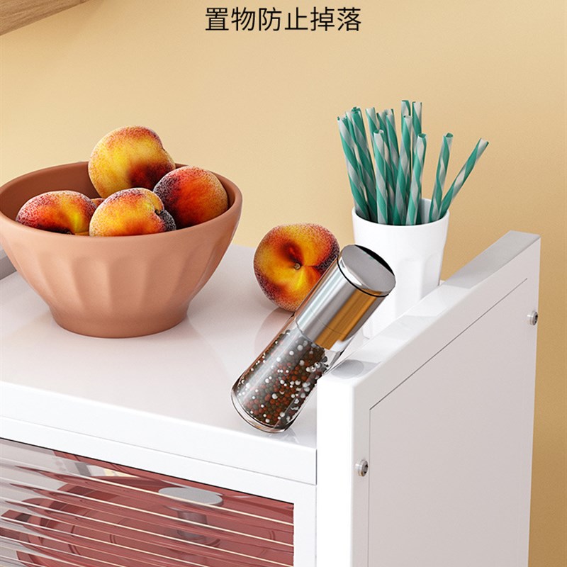 A6L厨房夹缝窄缝置物架落地多层带门冰箱超窄锅具储物锅架柜式收