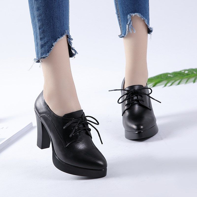 春秋真皮深口女鞋尖头正装高跟鞋黑色皮鞋工作鞋单鞋大码32-43女,女鞋,深口单鞋,淘宝优惠券,粉丝福利购,淘宝优惠卷