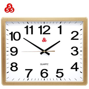上海三五牌555挂钟客厅家用方形挂表简约大号石英钟静音时钟挂墙