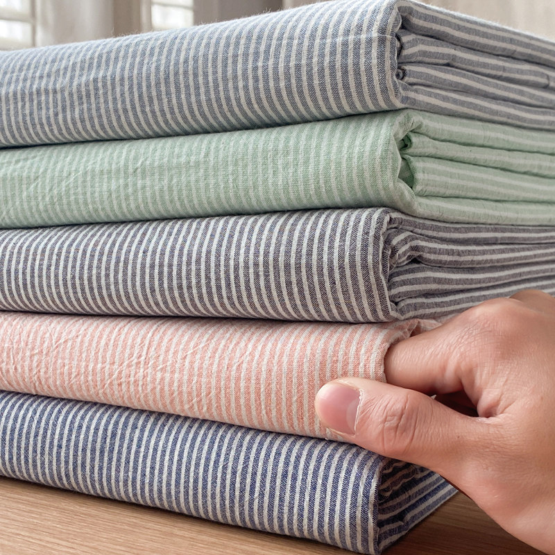 夏季纯棉水洗棉床单单件全棉被单单人学生宿舍枕套三件套老粗布4