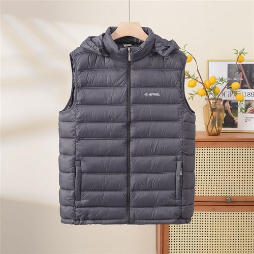 男士秋冬马夹背心羽绒棉保暖坎肩宽松加厚棉服外套可拆卸连帽马甲