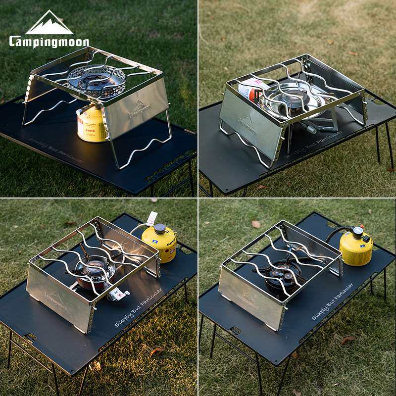 柯曼折叠加粗不锈钢防风卡式炉架户外野炊露营烧烤架烧烤网烤肉