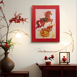 马年春晚吉祥物创意相框皮革肌理经典高颜值装饰摆件纪念品马3040