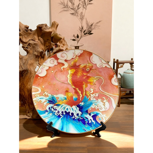 锦鲤摆件客厅装饰画沙发背