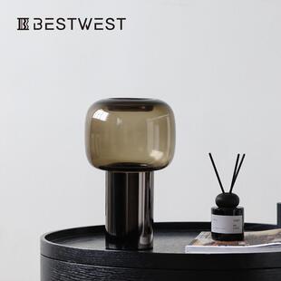 博西家居 玻璃花瓶摆件客厅插花装饰品餐桌水培鲜花瓶样板间轻奢