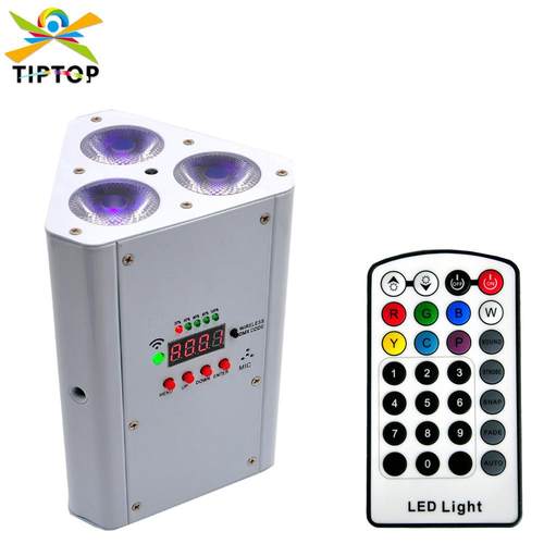 白色外壳舞台三角电池无线帕灯带红外线遥控2.4G无线3颗18瓦灯珠