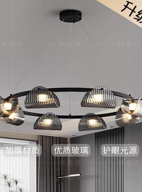 意式简约现代客厅吊灯高档黑色玻璃餐厅灯北欧轻奢别墅LED卧室灯