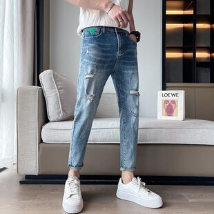 26码 27码 夏季 155瘦小个子男生九分牛仔裤 9分裤 小脚休闲裤 薄款 修身