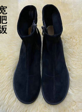 大码女鞋41一43秋冬胖脚宽楦女靴加肥加大脚骨皮靴冬靴大头女短靴