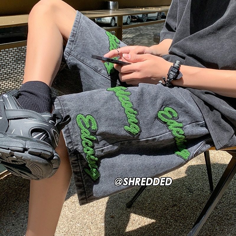 大尺码300斤牛仔短裤男夏季美式覆古潮牌刺绣高街宽松休闲 五,男装,牛仔裤,淘宝优惠券,粉丝福利购,淘宝优惠卷