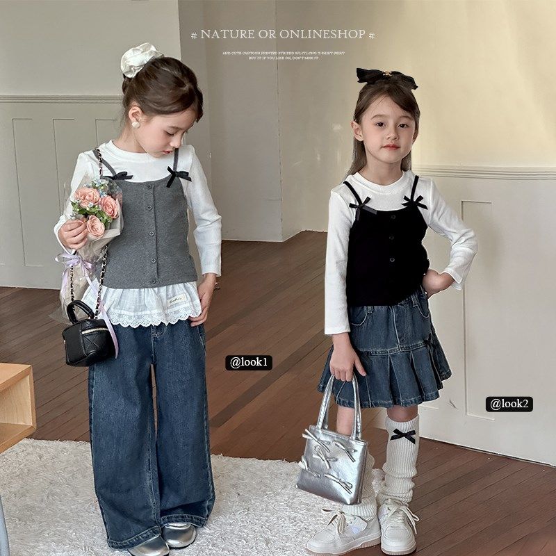 橙子童装女童假两件长袖t恤2024新款儿童洋气打底衫宝宝秋装上衣,童装/婴儿装/亲子装,T恤,淘宝优惠券,粉丝福利购,淘宝优惠卷