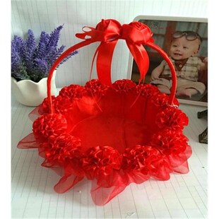 花童花篮婚礼手提创意藤编撒花瓣小篮子蕾丝伴娘西式婚礼舞蹈用品