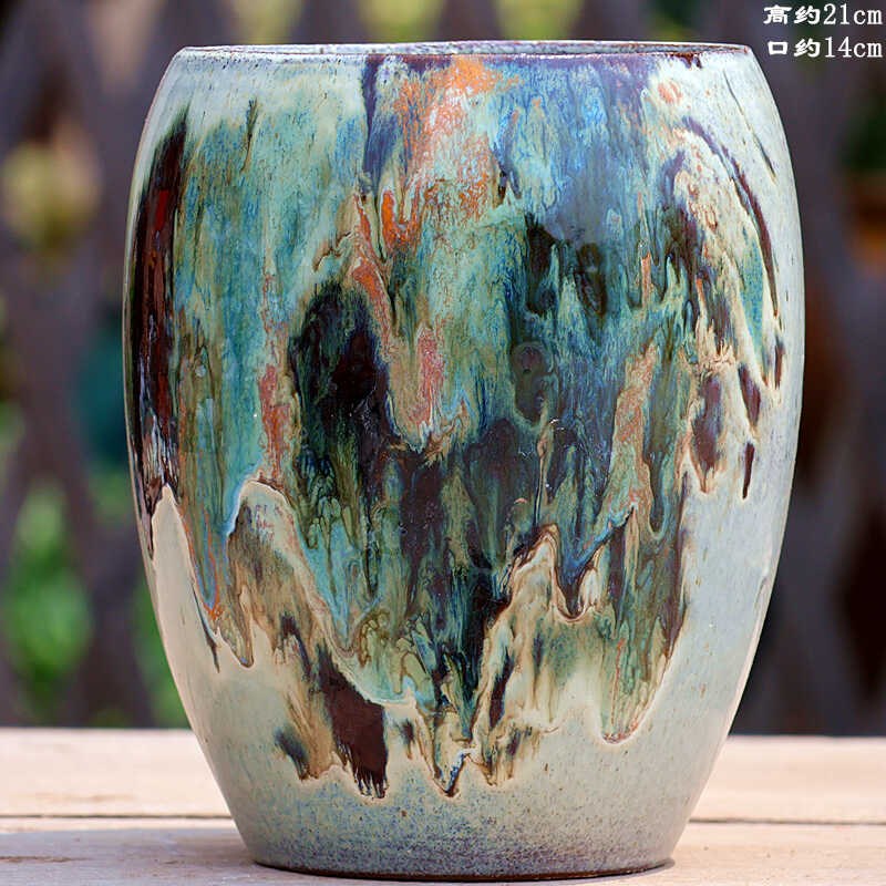 多肉花盆陶瓷大口径龙蛋盆简约室内三角梅植物紫砂粗陶老桩透气盆