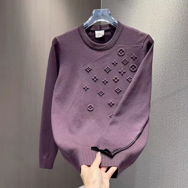 男潮流圆领印花毛线衣纯色2024秋冬新款宽松打底衫青年重磅针织衫,男装,针织衫/毛衣,淘宝优惠券,粉丝福利购,淘宝优惠卷