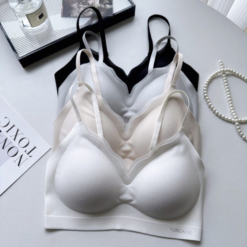 云感肌裸衣V领波浪边固定杯聚拢提拉内衣细肩带薄款无痕美背抹胸,女装/女士精品,抹胸,淘宝优惠券,粉丝福利购,淘宝优惠卷