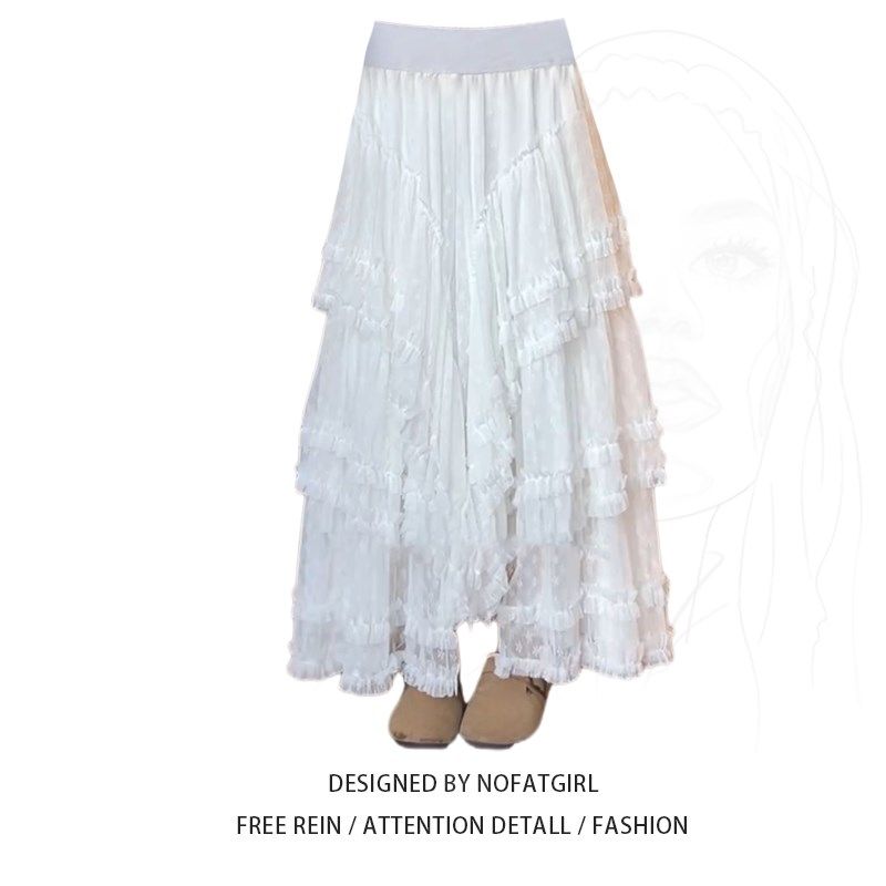 大码胖mm纯欲蕾丝半身裙女2025早春a字纱裙甜美公主蓬蓬蛋糕长裙,女装/女士精品,大码半身裙,淘宝优惠券,粉丝福利购,淘宝优惠卷