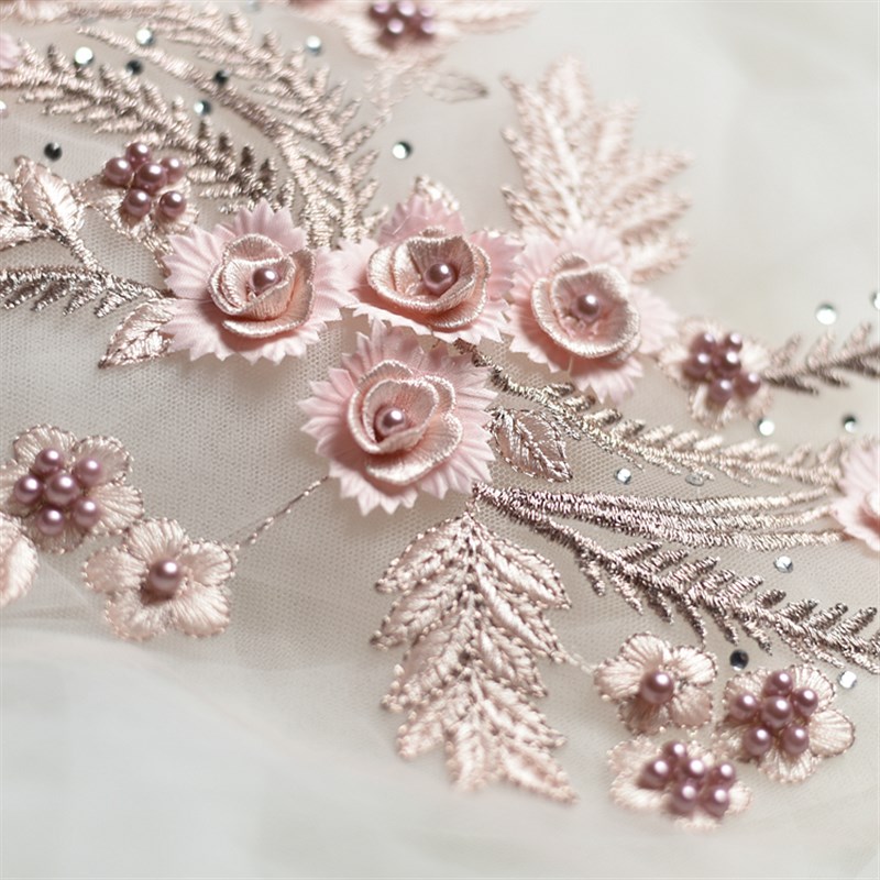 彩色钉珠烫钻刺绣立体蕾丝花朵婚纱手工diy材料时装衣服装饰补丁
